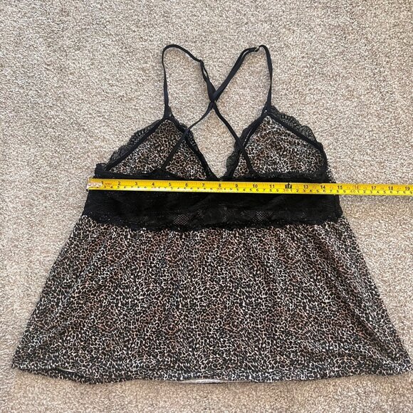 Vintage Victoria Secret Lingerie Cheetah Leopard Lace Babydoll Cami Top S/M - Picture 8 of 9
